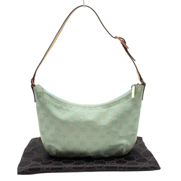 Gucci GG Canvas Emerald Green Leather Accessory Shoulder Bag